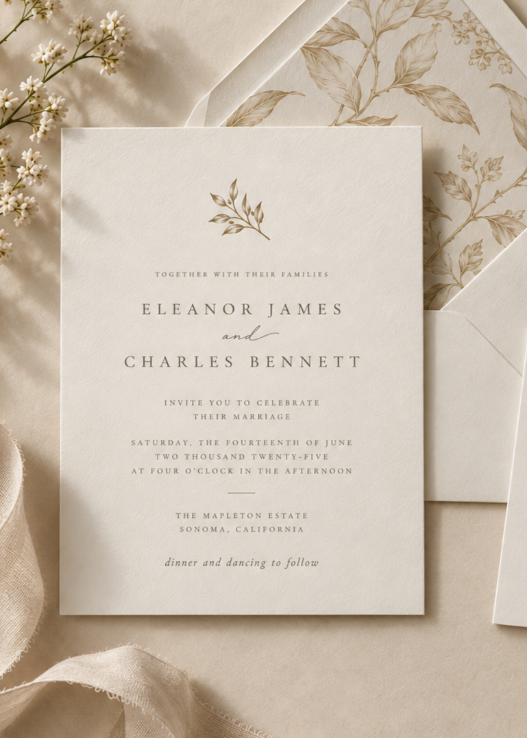 Live 5×7 invitation preview updating as the customer personalizes it